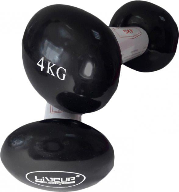 Гантелі вінілові LiveUP Vinyl Dumbbell Egg Head 2х4 кг Чорний (LS2001-4)