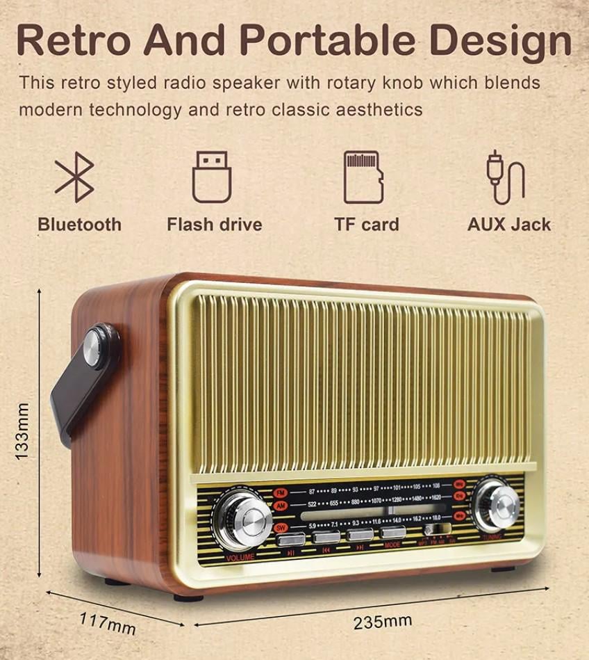 Радіоприймач Kemai MD-510 на акумуляторі Коричневий (24385427) - фото 2 Радіоприймач Kemai MD-510 на акумуляторі Коричневий (24385427) - фото 2