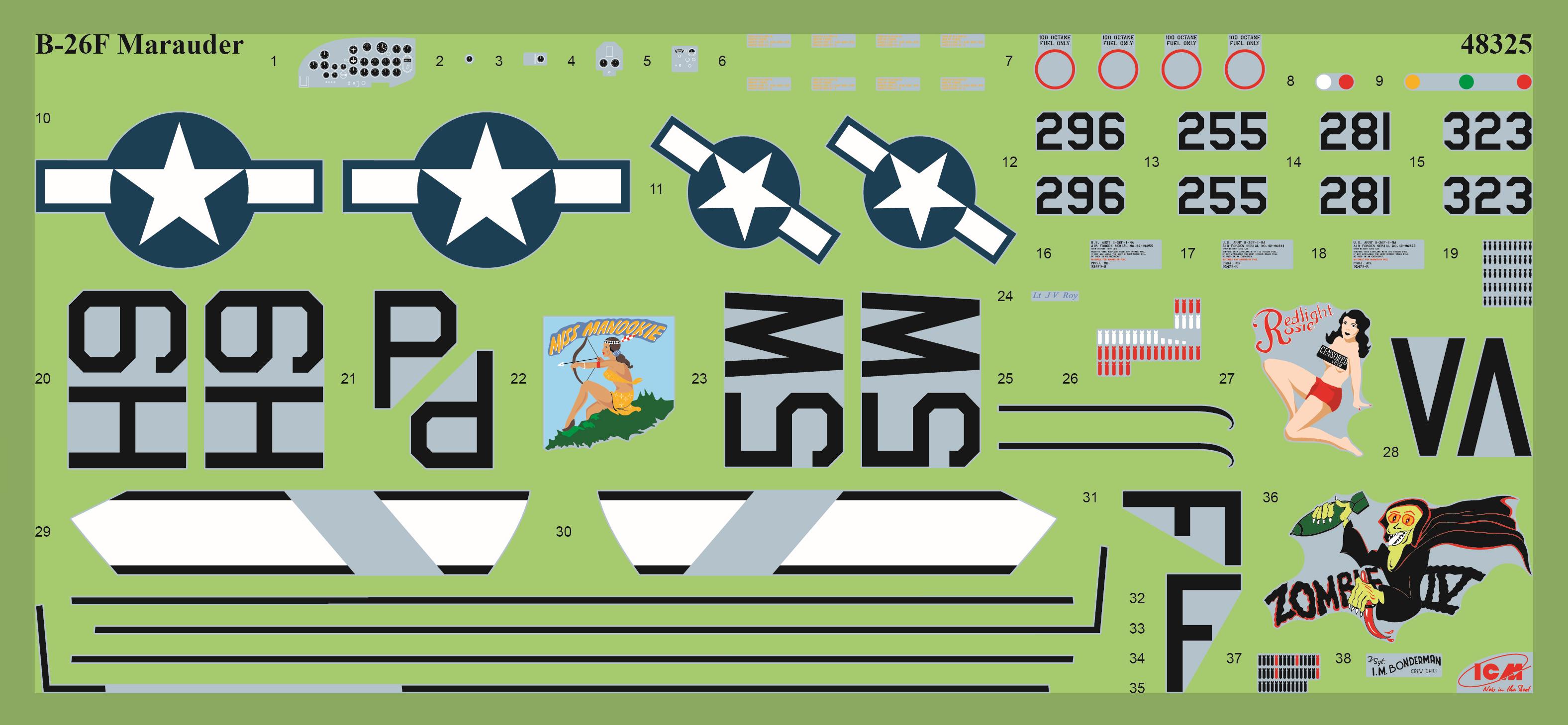 Сборная модель ICM B-26F Marauder Американский бомбардировщик 2 СВ (48325) - фото 19 Сборная модель ICM B-26F Marauder Американский бомбардировщик 2 СВ (48325) - фото 19