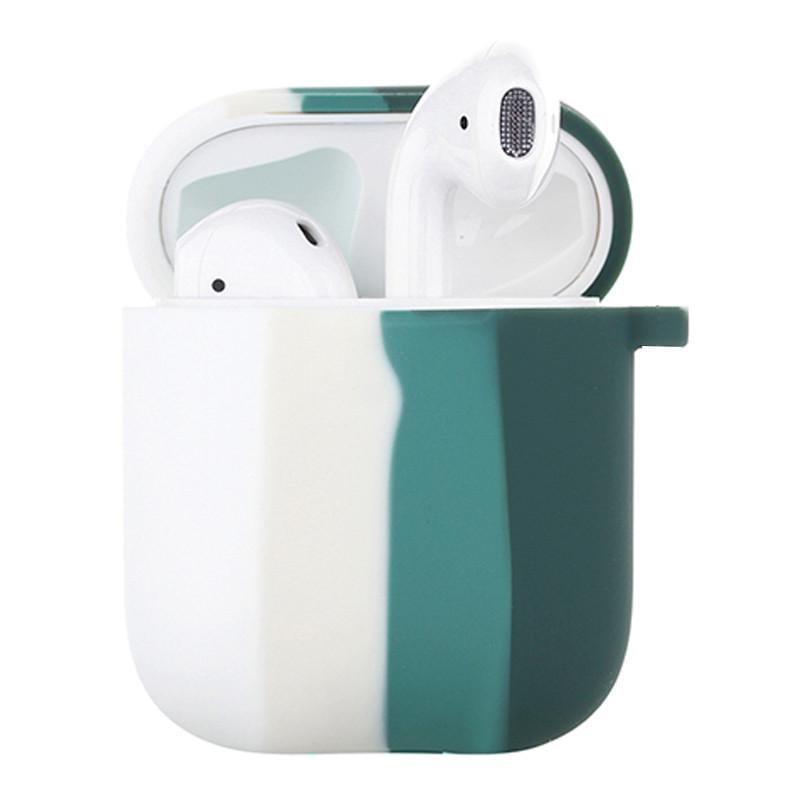 Футляр силіконовий Epik Colorfull для навушників AirPods 1/2 Білий/Зелений (00000044081_3)