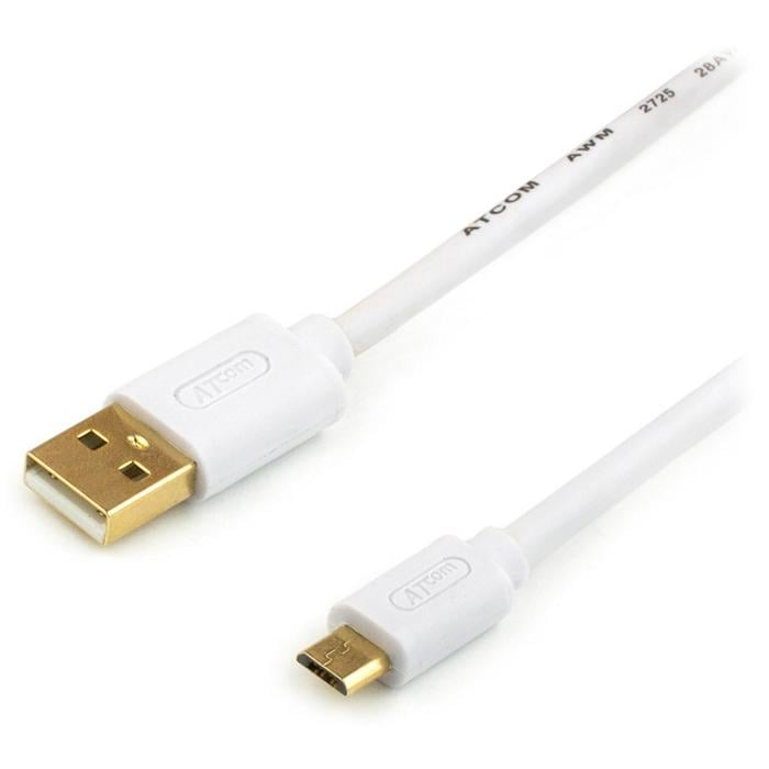 Кабель Atcom 16123 USB Type-A Micro-USB 0,8 м White (26450342)