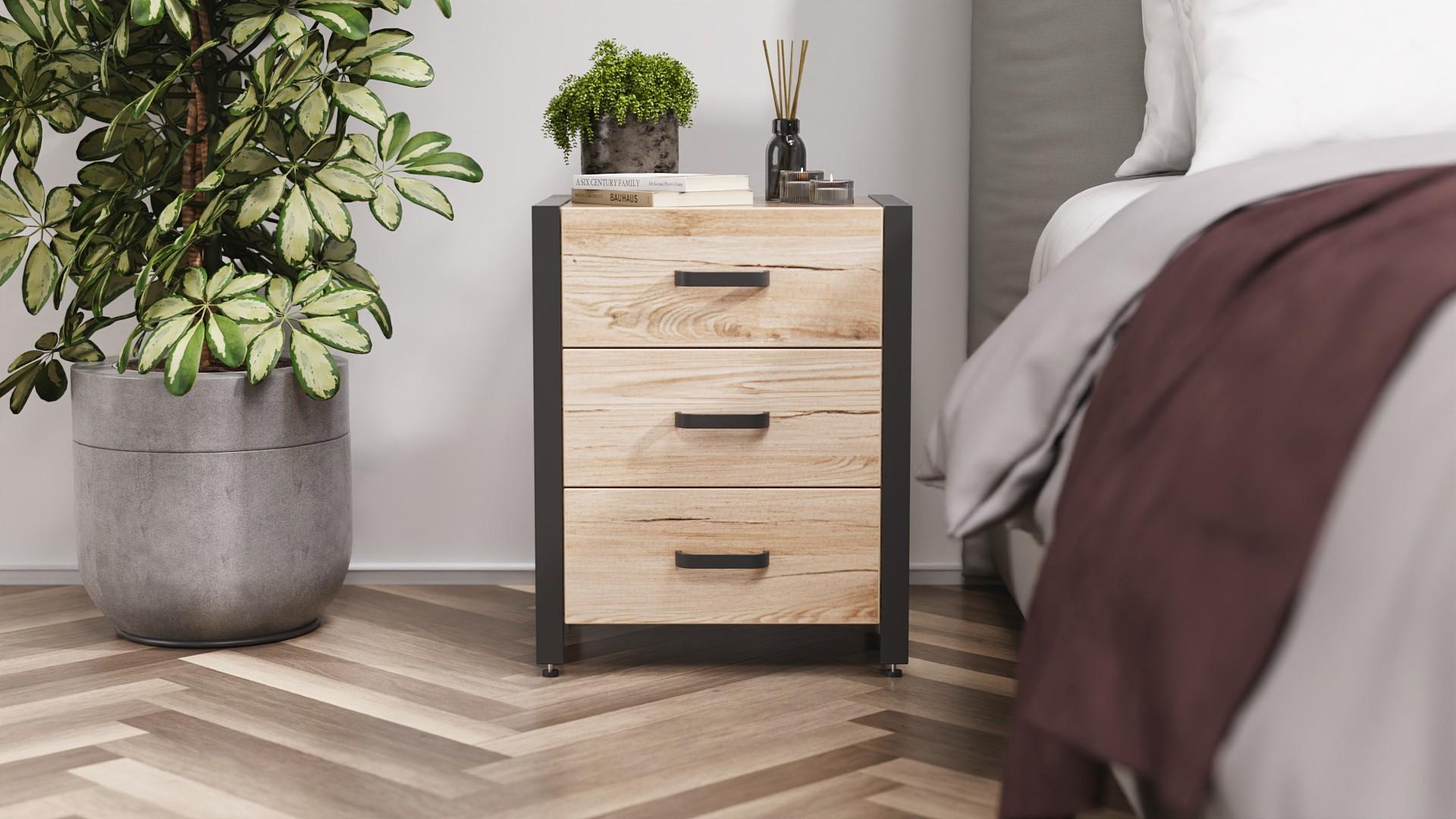 Тумба универсальная Ferrum-decor Вивьен 3 ДСП 16 мм 50x41x40 см Черный/Дуб Артизан (FRD-104187)