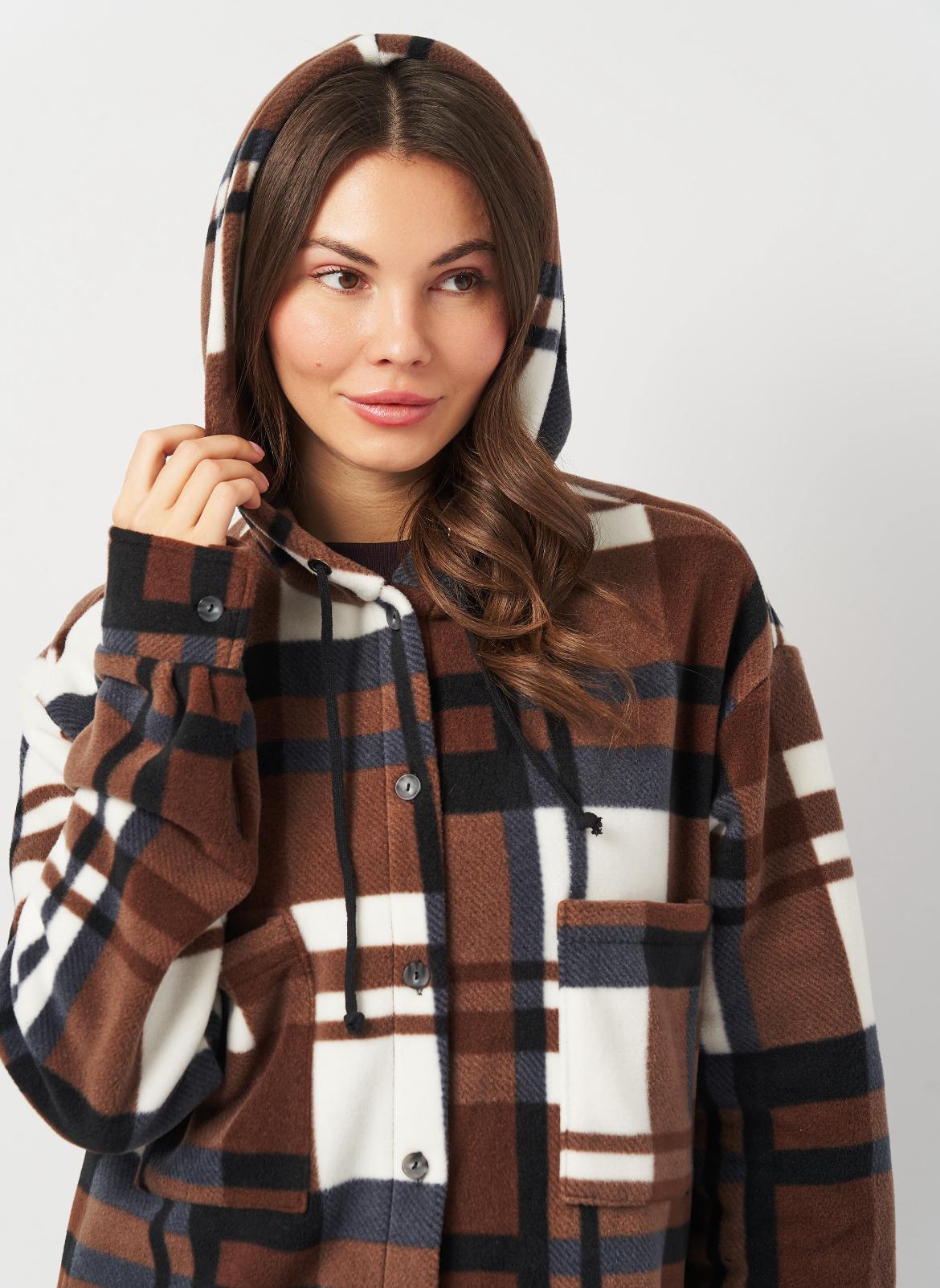 Рубашка женская Рони оверсайз утепленная р. 50 Коричневый (2288072864) - фото 4 Рубашка женская Рони оверсайз утепленная р. 50 Коричневый (2288072864) - фото 4