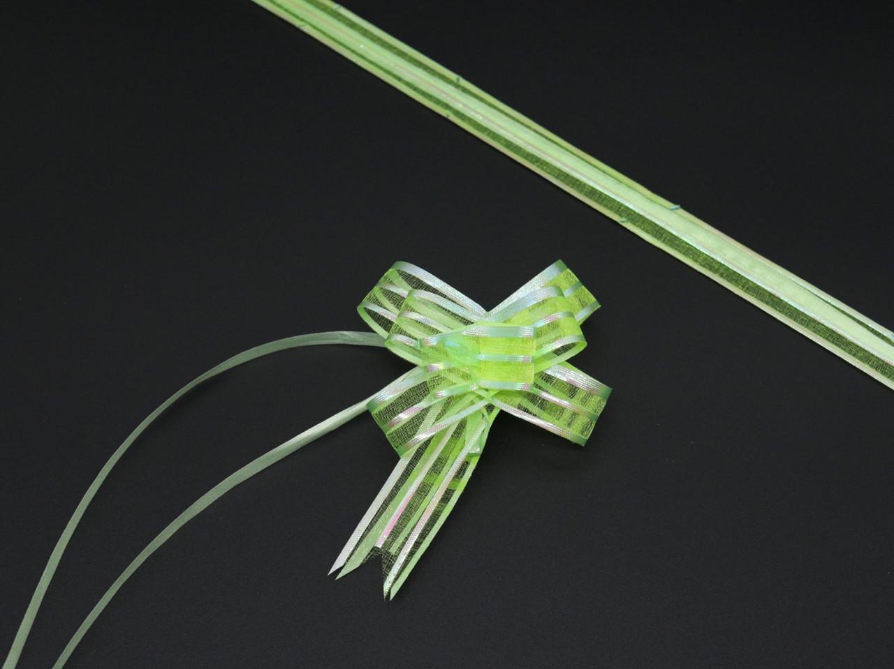 Бант из органзы подарочный на затяжках Салатовый (BN-625-3)