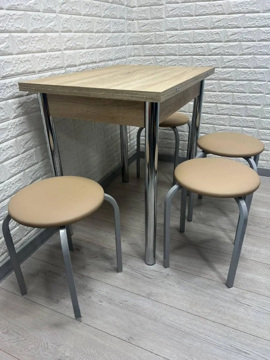 Кухонний комплект Чіко стіл розкладний/табурети 4 шт. 60х80/80х120х75 см Дуб Сонома Бежевий (28374743)