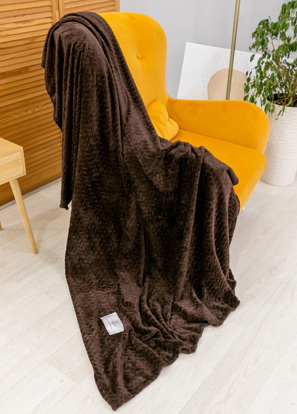 Покрывало велюровое Косичка 150х200 см Темно-коричневый (102815-8)
