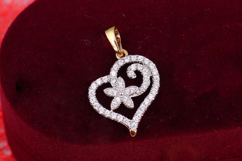 Кулон Xuping Jewelry Сердце с цветочком в середине 1,9 см Золотистый