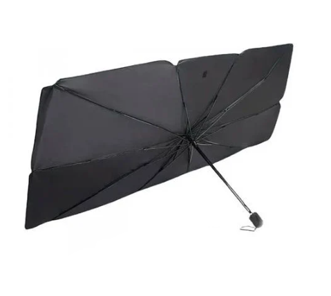 Солнцезащитный зонт автомобильный на лобовое стекло в чехле L 135x75 см Black (534888)
