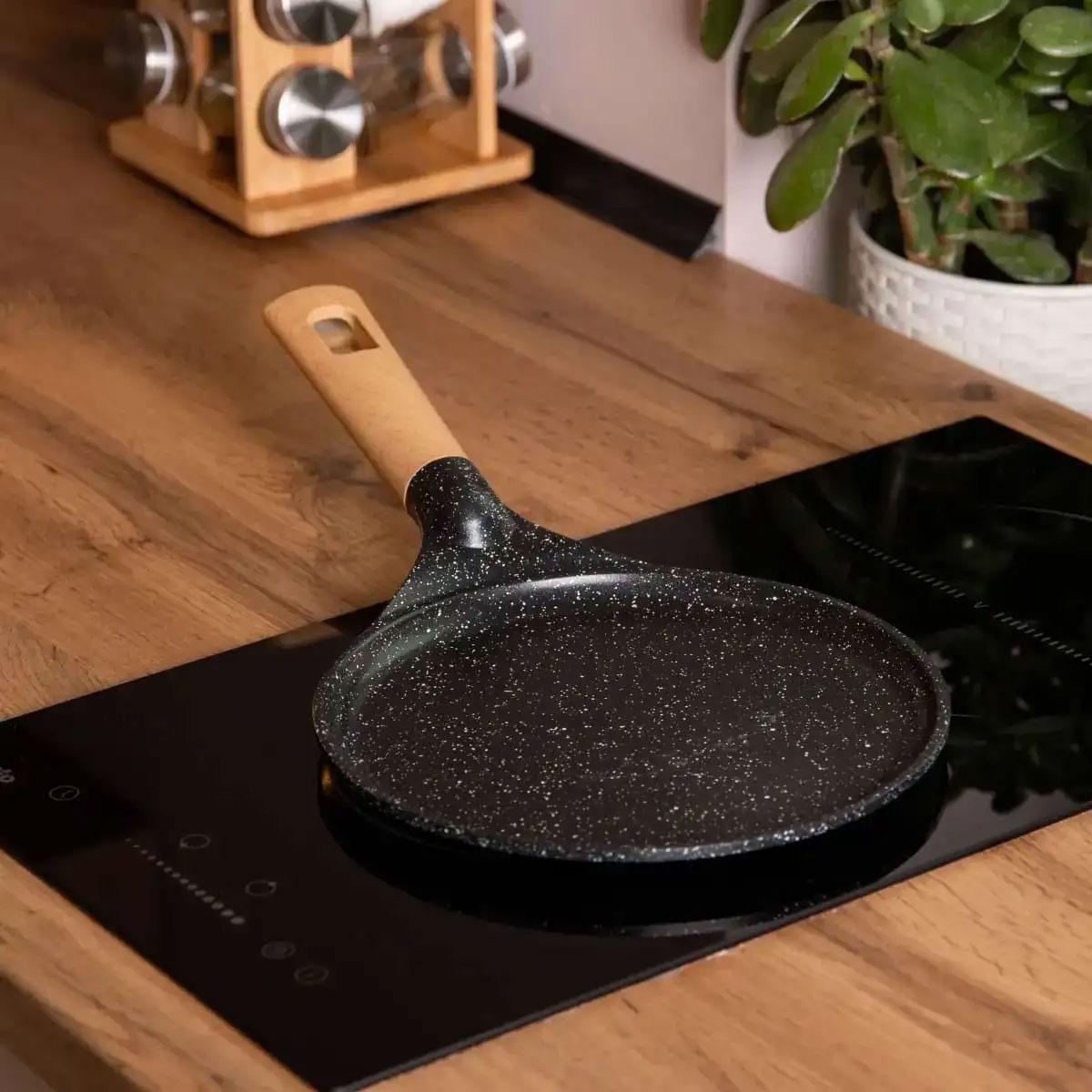 Сковорода MGC алюмінієва для млинців з мармуровим антипригарним покриттям Ø 26 см з товстим дном Black - фото 2