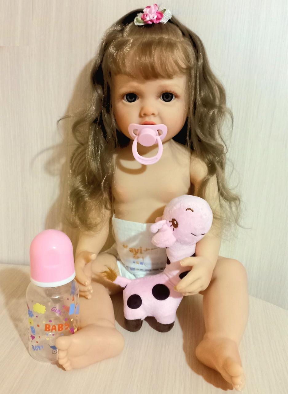 Кукла Reborn Адель винил-силиконовая с соской/бутылочкой/игрушкой 55 см (1961790915) - фото 9 Кукла Reborn Адель винил-силиконовая с соской/бутылочкой/игрушкой 55 см (1961790915) - фото 9