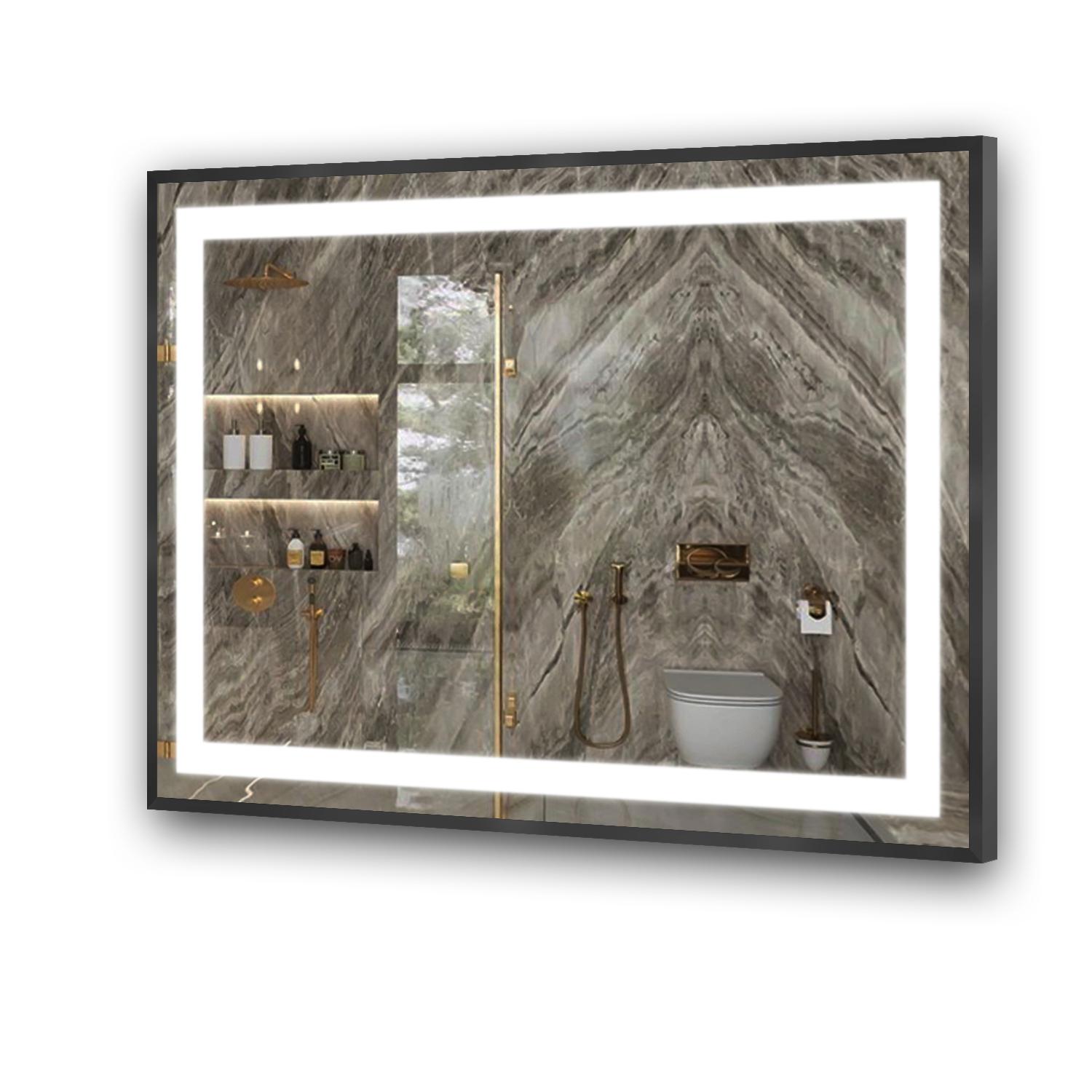 Зеркало в алюминиевой раме с подсветкой Valeria 900x700x30 мм Black (15149949)