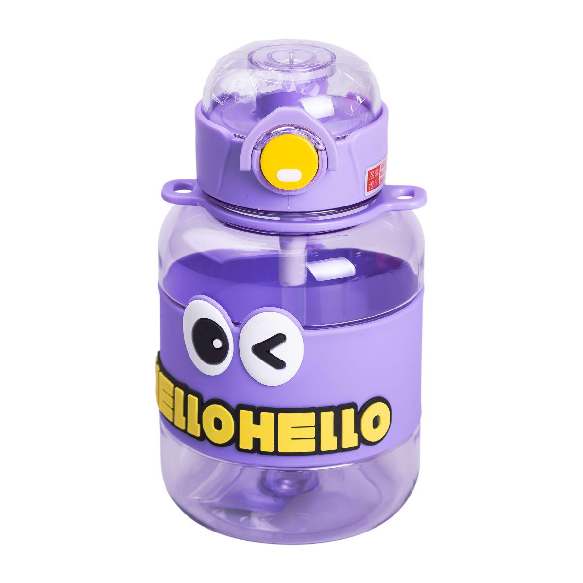 Пляшка для води дитяча з трубочкою з ручкою та ремінцем 680 мл Фіолетовий (6774) - фото 3 Пляшка для води дитяча з трубочкою з ручкою та ремінцем 680 мл Фіолетовий (6774) - фото 3