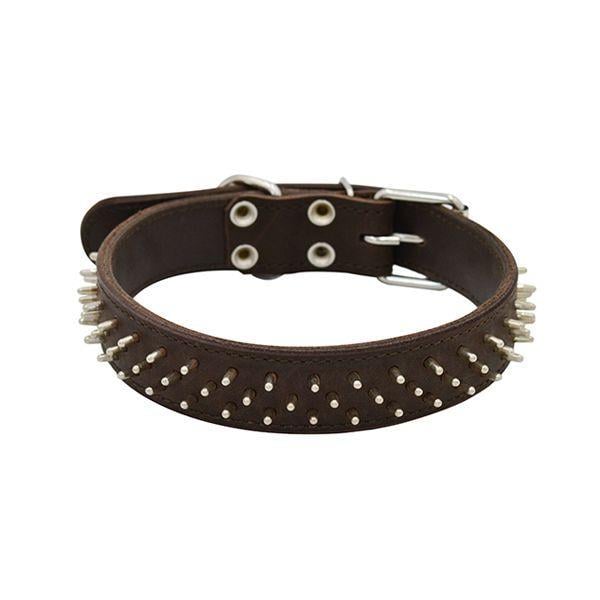 Нашийник для тварин шкіряний з підкладкою Їжак 45 мм х 56-67 см Коричневий (2296440380)