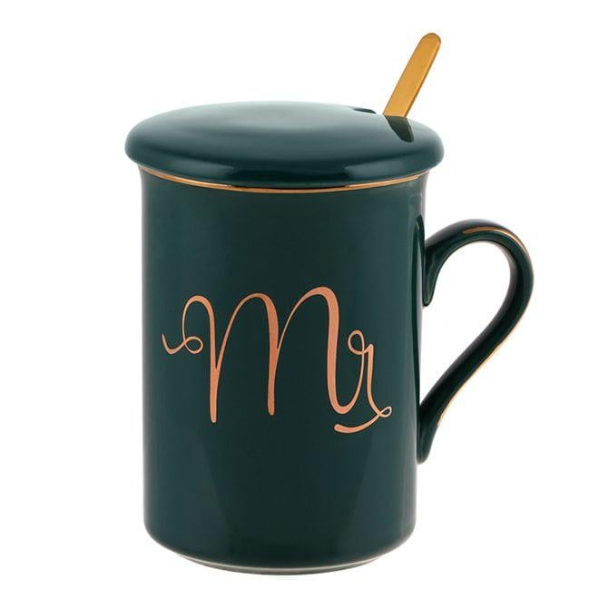 Чашка фарфоровая Flora Mr с крышкой и ложечкой 0,38 л (DR015146)