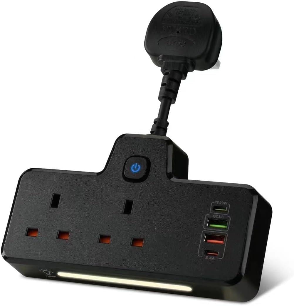 Разветвитель сетевой UK Plug английский тройник на 2 розетки с PD 20W USB-C (9/947)