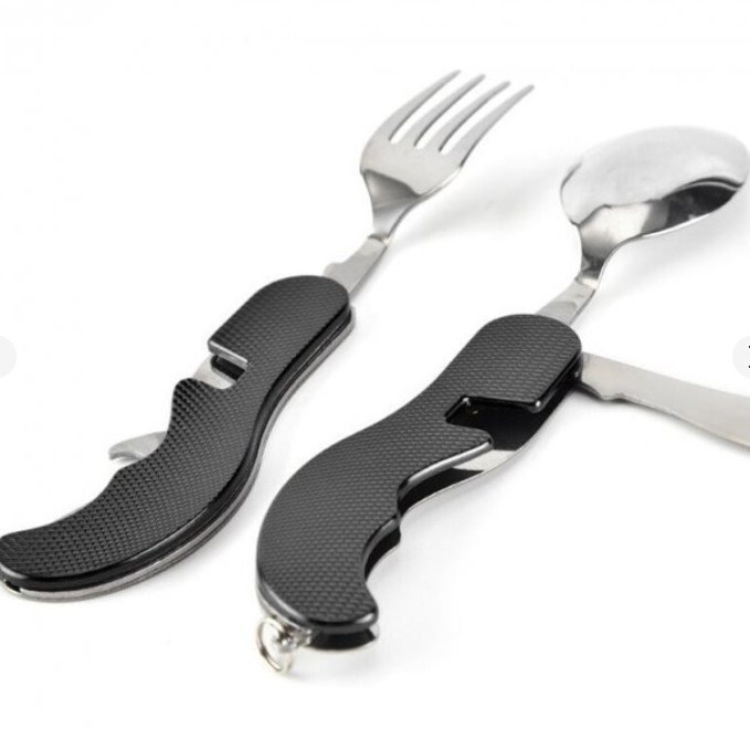 Мультитул ніж/вилка/ложка Чорний (AWN-00351) - фото 2