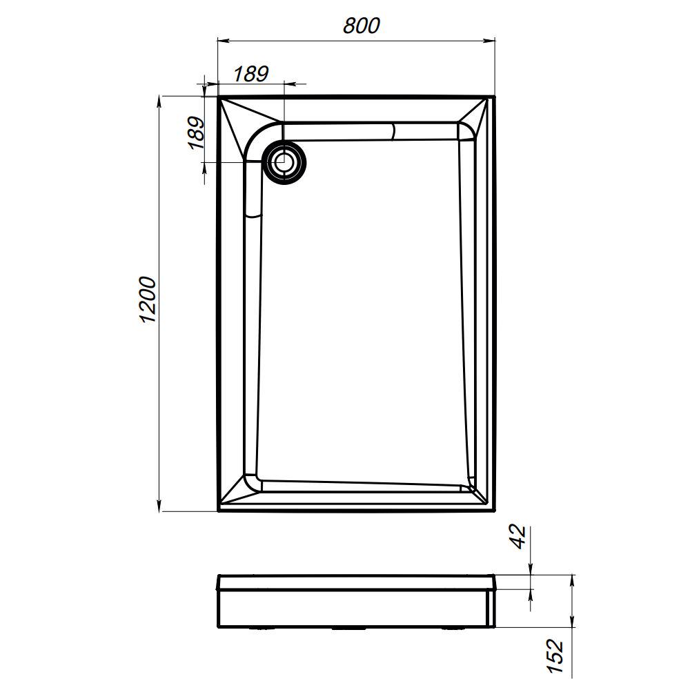 Душовий піддон пластиковий AM.PM Gem W90T-404-12080W 80x120x15,2 см (225495) - фото 4