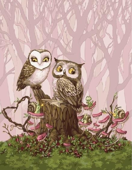 Картина по номерам Brushme GX21684 Совы на пеньке 40x50 см (1289195382)