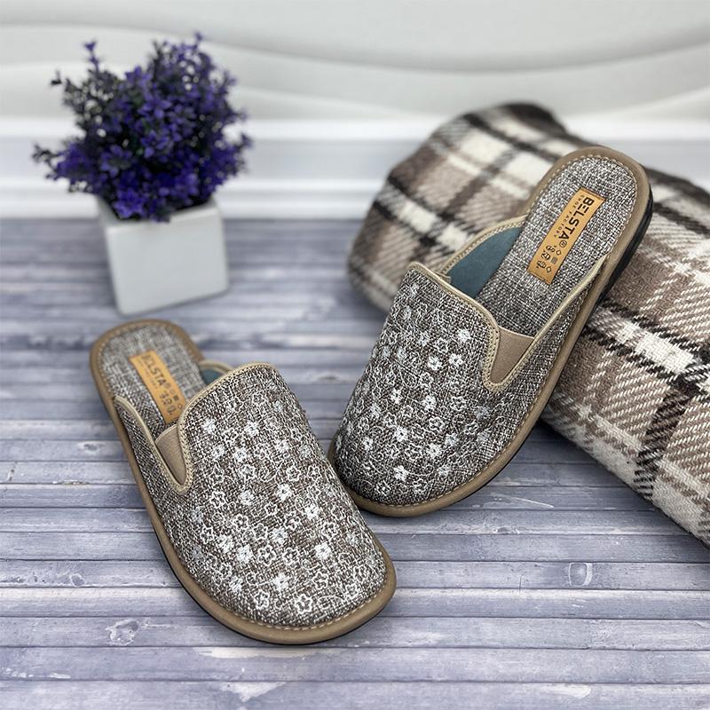 Домашні тапочки жіночі Е-001-18 з вишивкою 25,5-26 см p. 41 Бежевий (30748956)