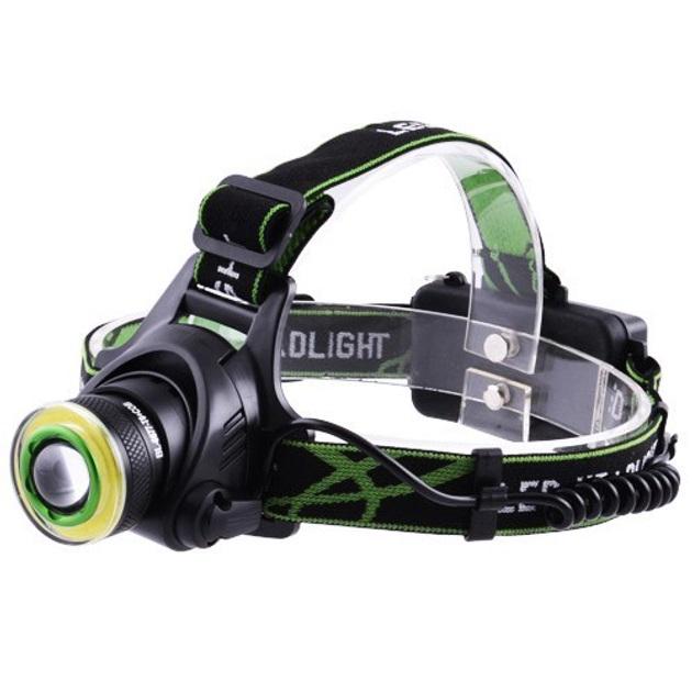 Фонарь налобный T106-T6+COB 2x18650 USB Black (ws23999)