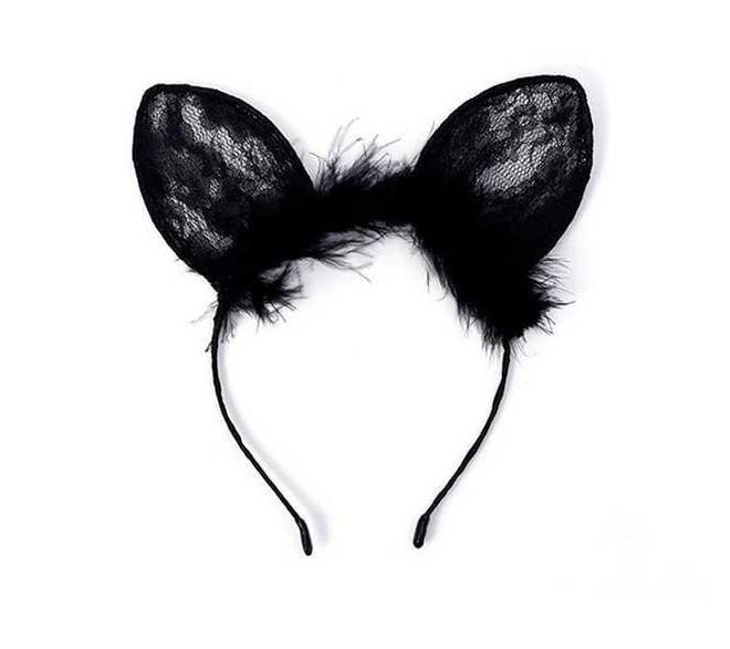 Обруч з пухом Вушка Чорний (K0465-1) Обруч з пухом Вушка Чорний (K0465-1)