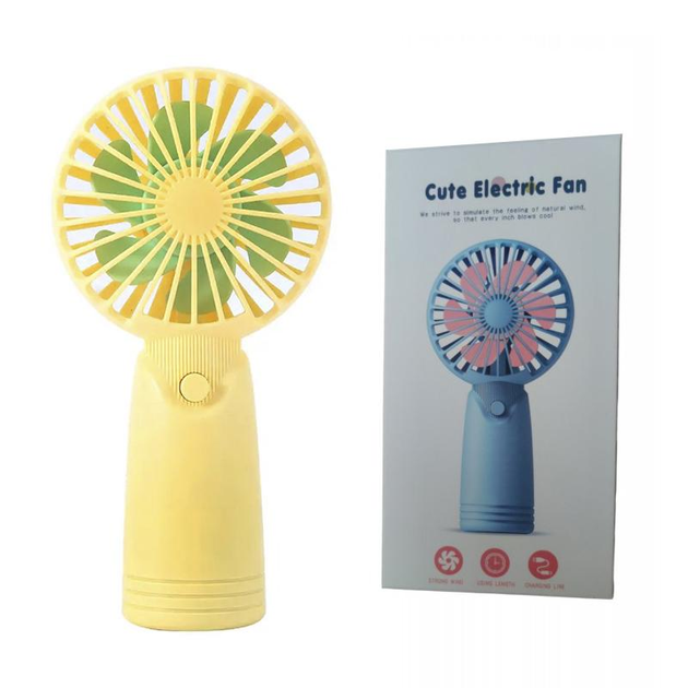 Вентилятор ручний Electric Fan USB акумуляторний Жовтий (18728655) - фото 2