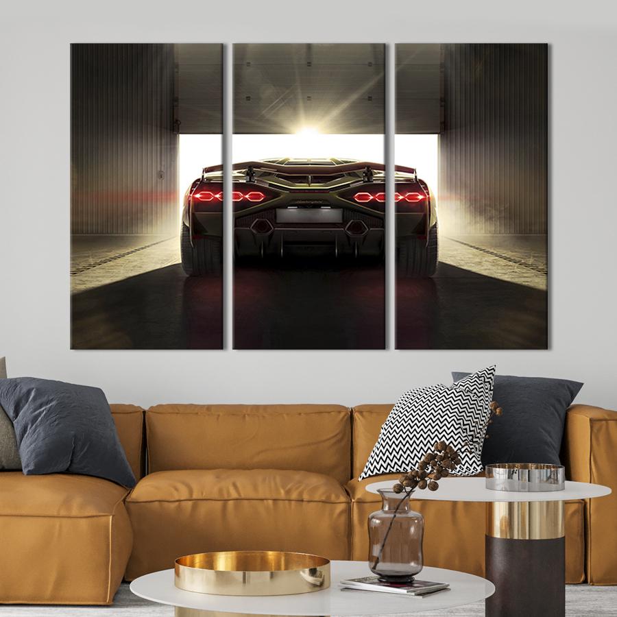 Модульная картина триптих Lamborghini Sian FKP 37 78x48 см (87-31)