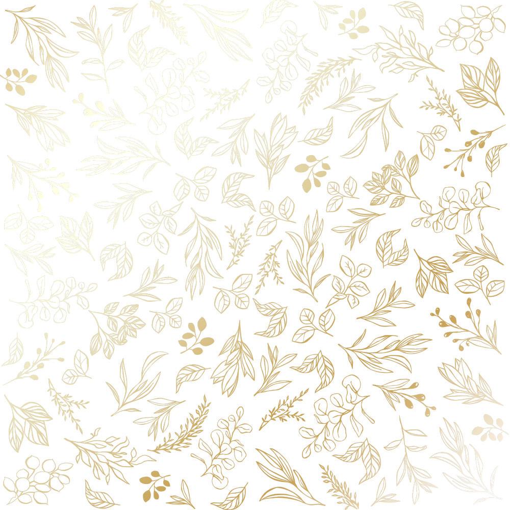 Лист бумаги односторонний Golden Branches с фольгированием 30,5х30,5 см White
