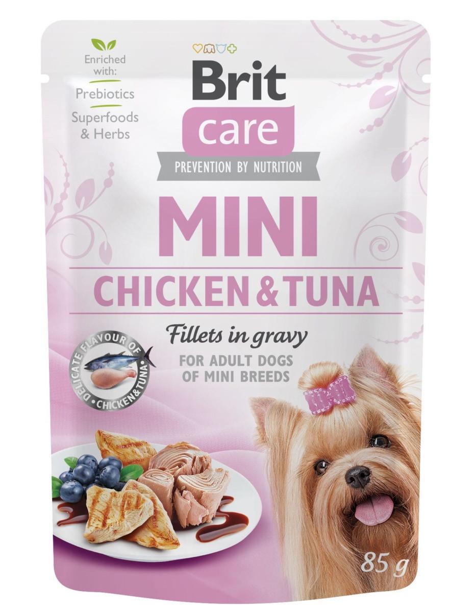 Корм вологий Brit Care Dog Mini Fillets In Gravy з куркою та тунцем для дорослих собак малих та мініатюрних порід 85 г (100217/4425)