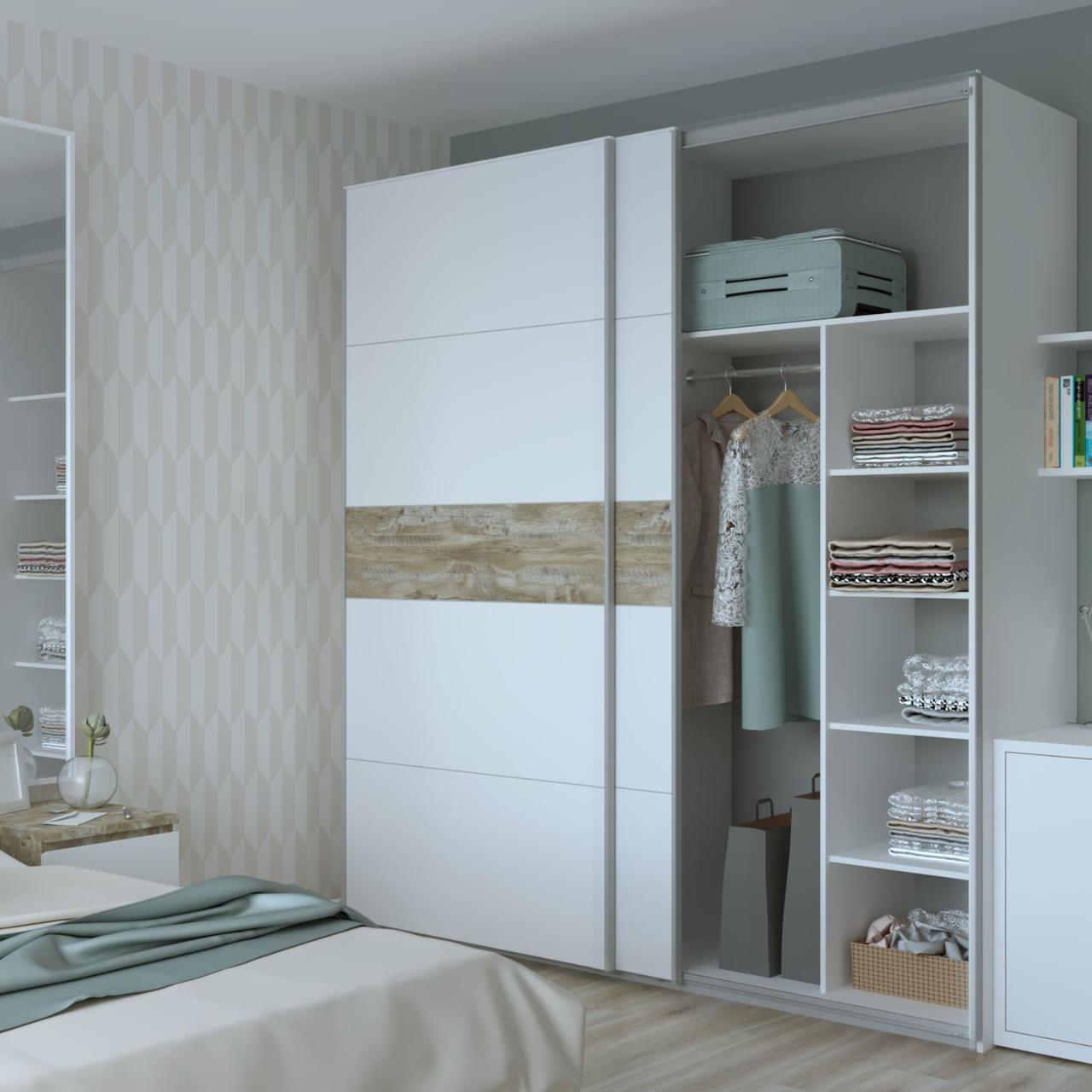 Шкаф-купе двухдверный Doros G-Caiser 220х60х240 см Белый/Дуб Клондайк (DRS-011222)