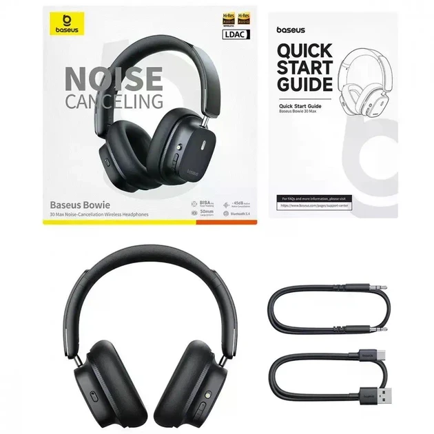 Навушники BASEUS Bowie 30 Bluetooth Max Noise-Cancellation Black (2775399105) - фото 8