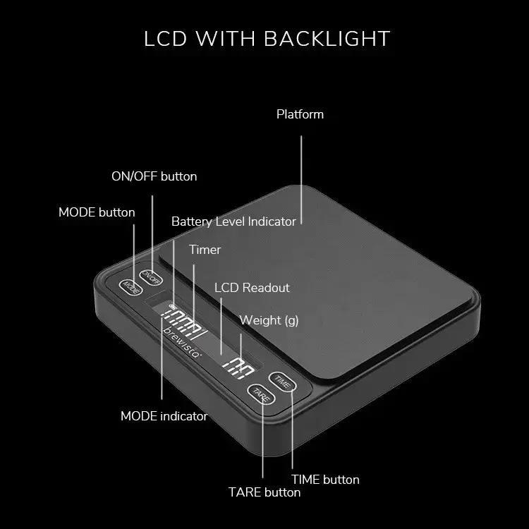 Весы электронные для кафе Brewista Smart Scale III поколение для эспрессо с USB/с таймером для приготовления кофе (BSSRB3) - фото 6