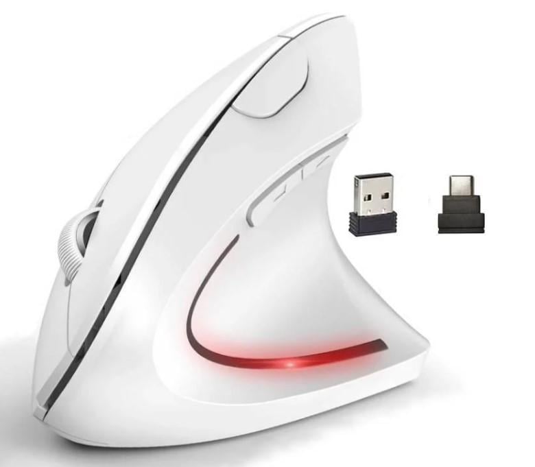 Мышь вертикальная для правшей Lemberger беспроводная двухрежимная Bluetooth/24GHz Белый (3309590)