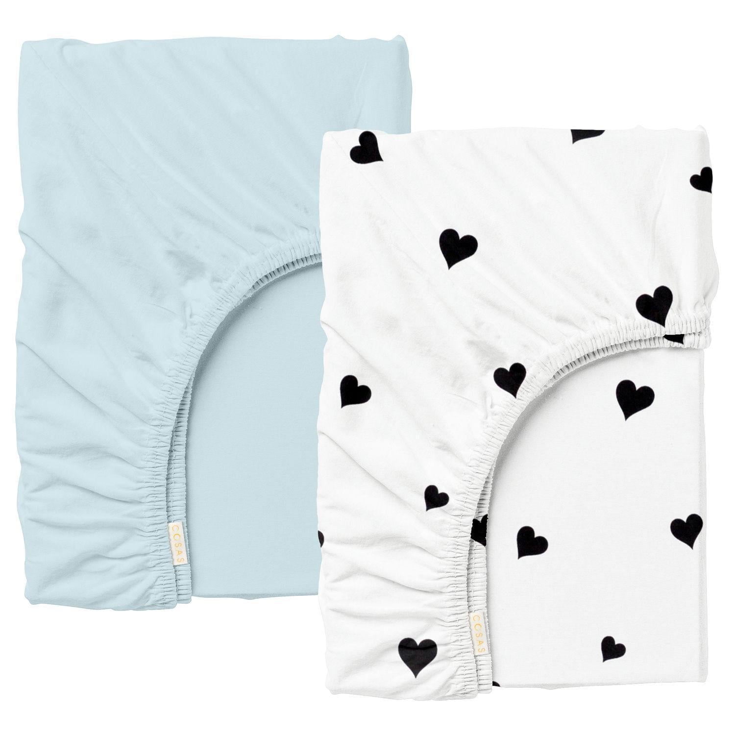 Простирадло на резинці Cosas BLUE POKER HEARTS ранфорс 160х200х20 см 2 шт. (4822052399125)