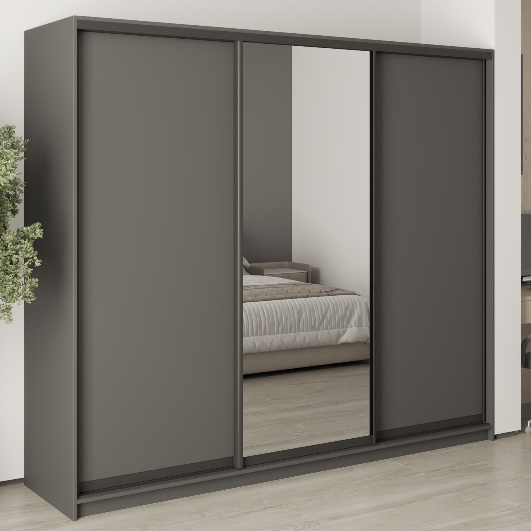 Шкаф-купе трехдверный Mebel Star Комбо BG MBS-9074 240х45х210 см Антрацит (1009063)