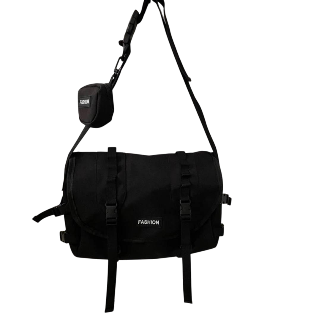 Сумка с ремешками с ремешками в японском стиле Черный (2536476)