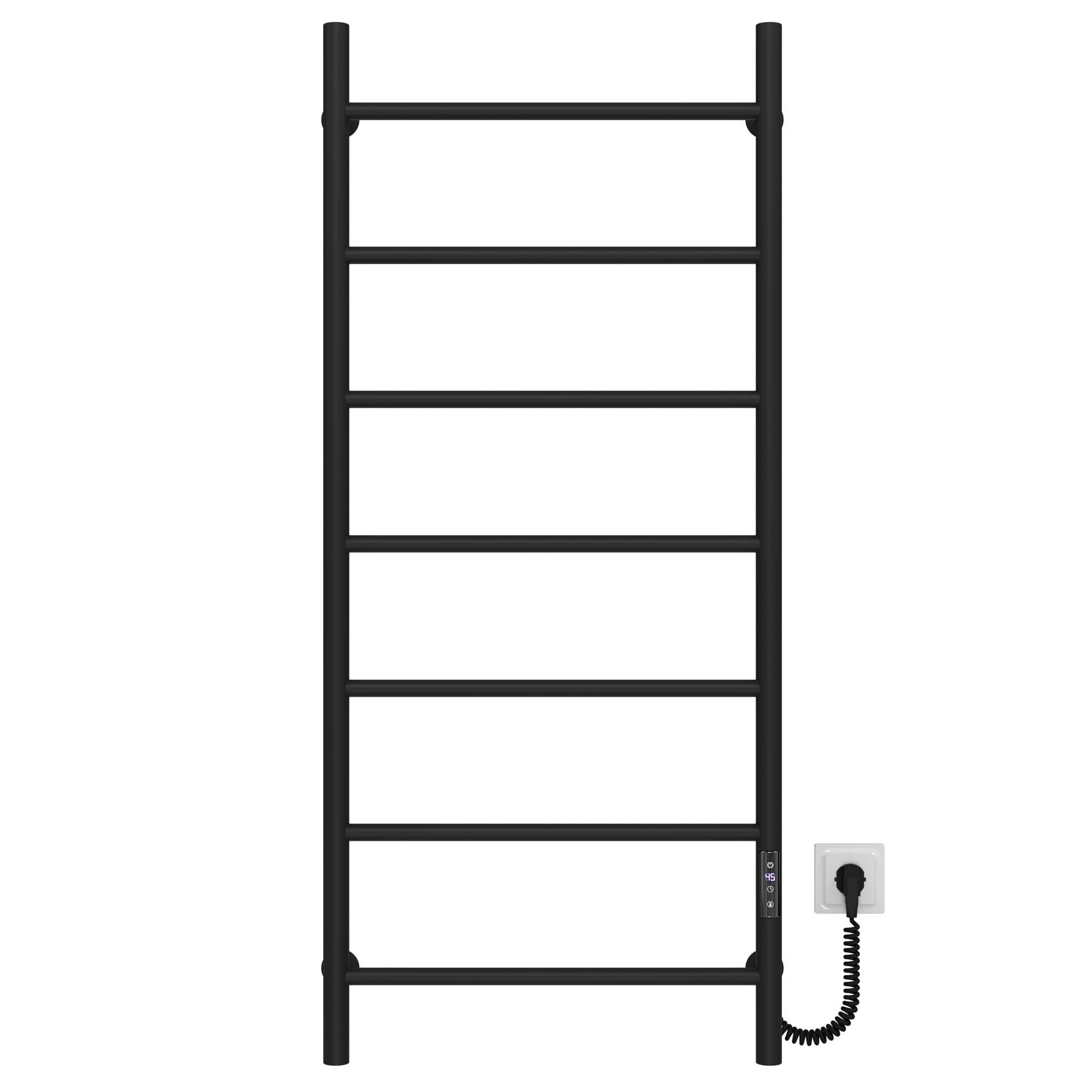 Полотенцесушитель электрический Deffi Орион П7 JD03 правое подключение нержавеющая сталь 500х1200 мм Черный (C.OR.120.50.7.E.B.R.1)