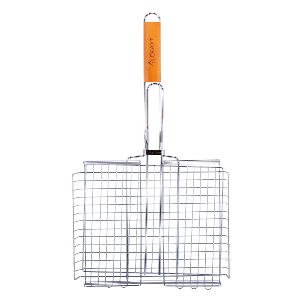 Решітка для гриля глибока Скаут КМ-0704 із хромованої сталі та дерева 31х25х5,5 см (150-84-0704) - фото 5