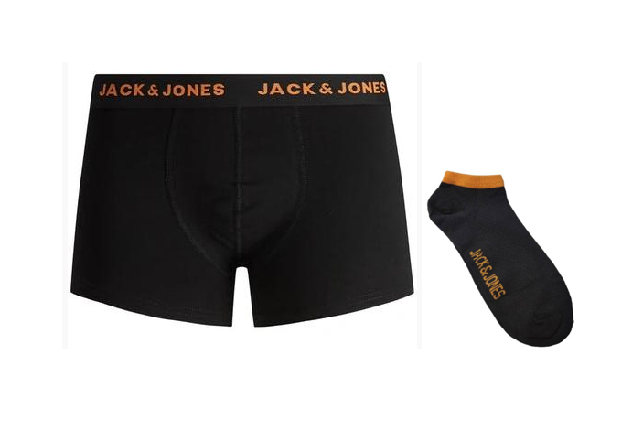 Чоловічі труси боксери та шкарпетки Jack & Jones ADDITIONAL 1 шт р. L Чорний/Світло-помаранчевий (344646)