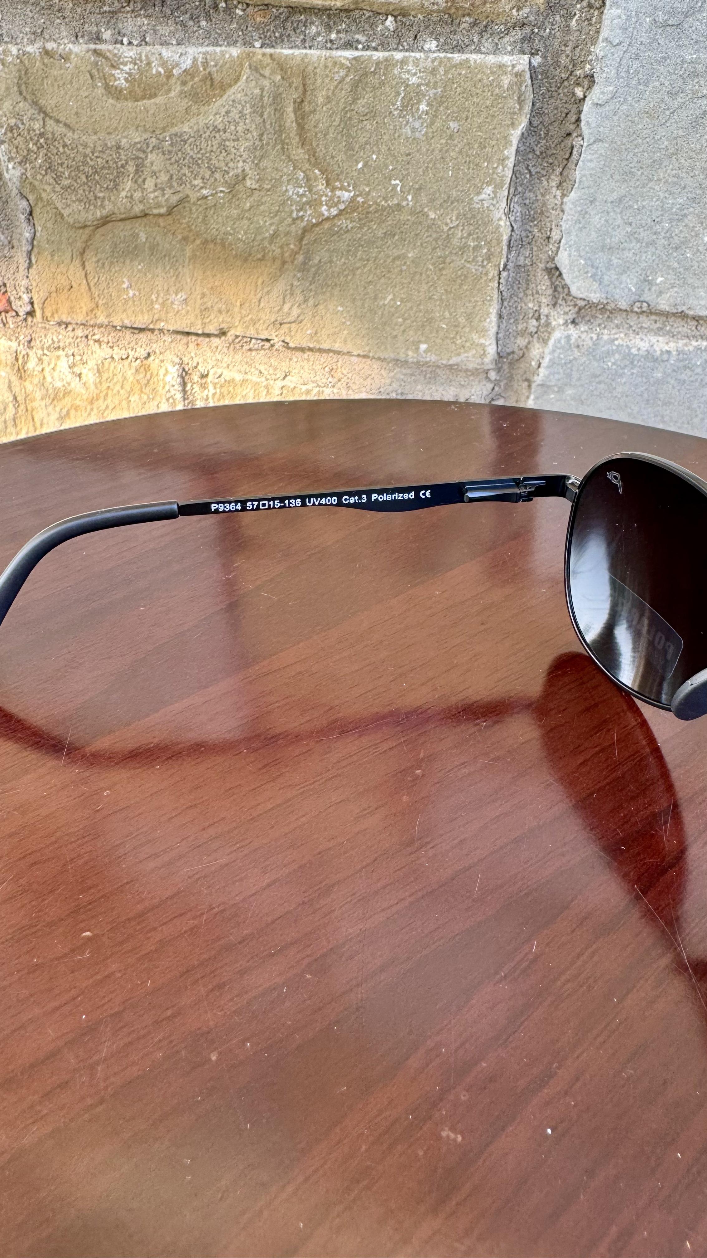 Солнцезащитные очки мужские Polaroid Aviator поляризационные антибликовые капля матовые Зелено-серый (eb59d0f7) - фото 6