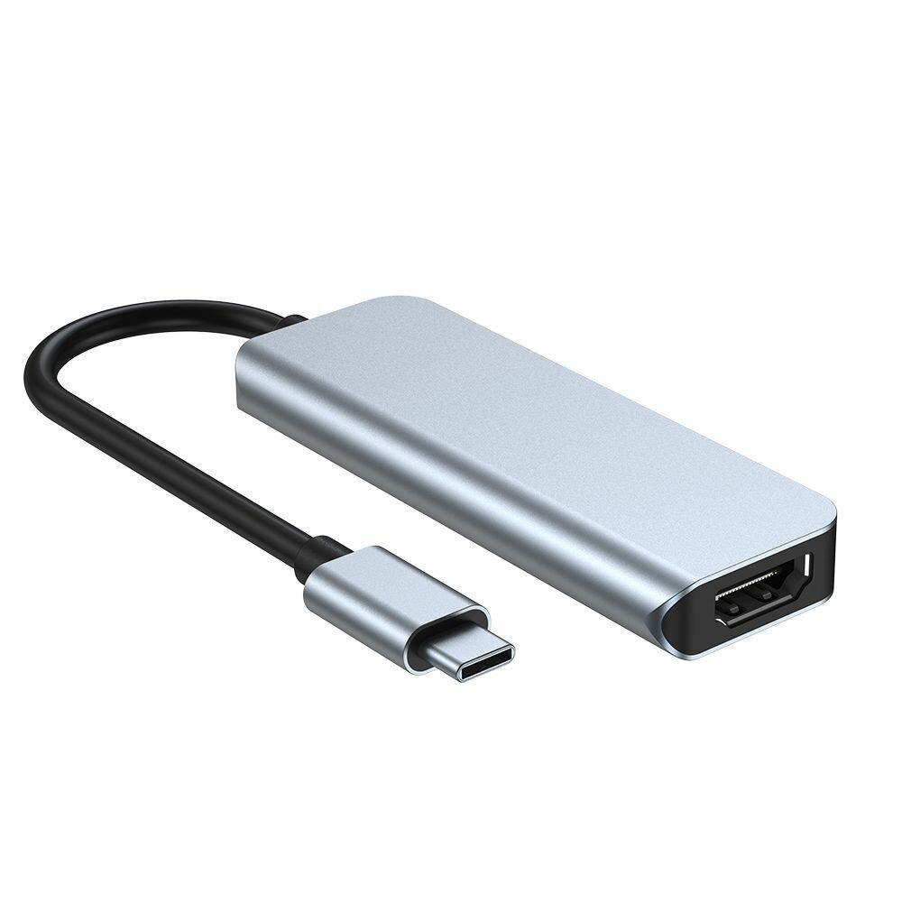 USB-хаб для ноутбука многопортовый 4в1 4K HDMI 2xUSB 3.0 5Gb/s PD (Hub-4/1) - фото 4