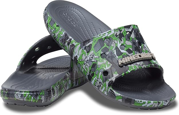 Шльопанці жіночі Crocs Minecraft Classic Slide Green/Multi р. 37-38 Чорний (25694)