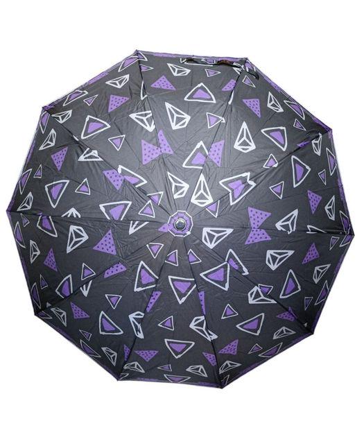 Зонтик полуавтомат женский на 10 спиц 3 сложения Черный с фиолетовым (SL474) Зонтик полуавтомат женский на 10 спиц 3 сложения Черный с фиолетовым (SL474)