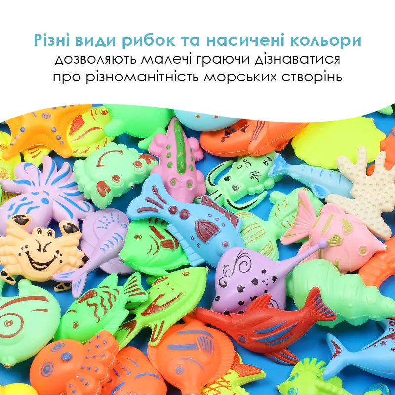 Набор игрушек для рыбалки с магнитной удочкой/рыбками и надувным бассейном 16в1 - фото 3