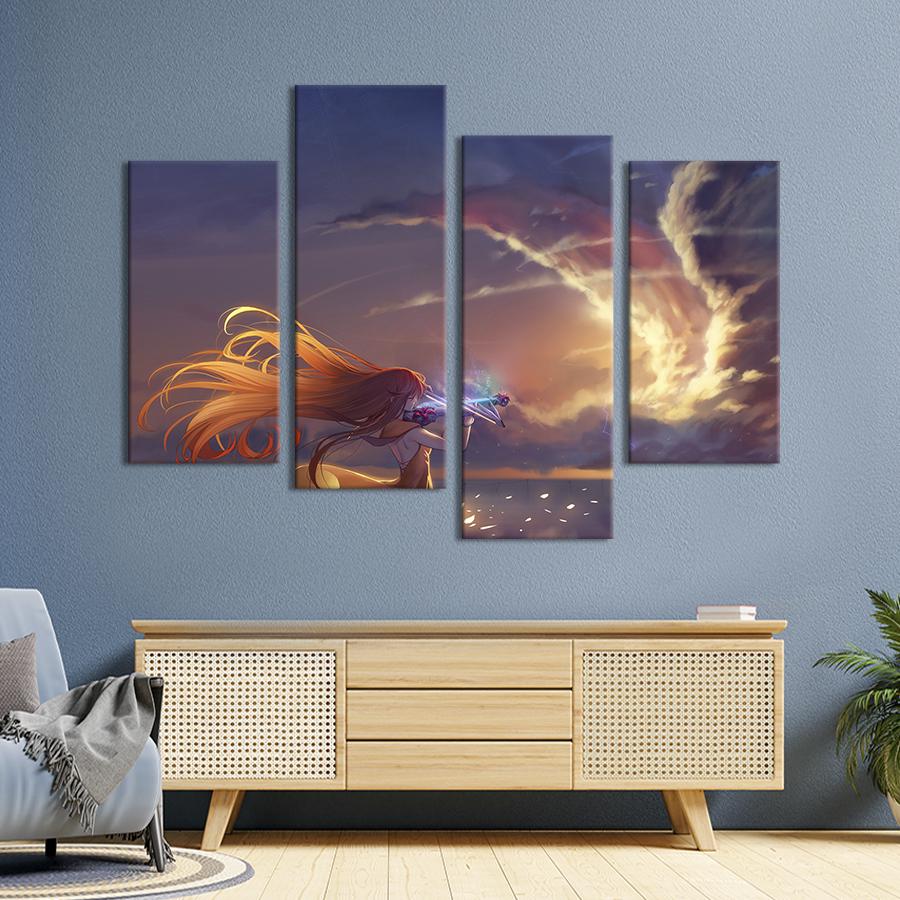 Картина на холсте Девушка-скрипачка в стиле аниме 89x56 см (1431-42)