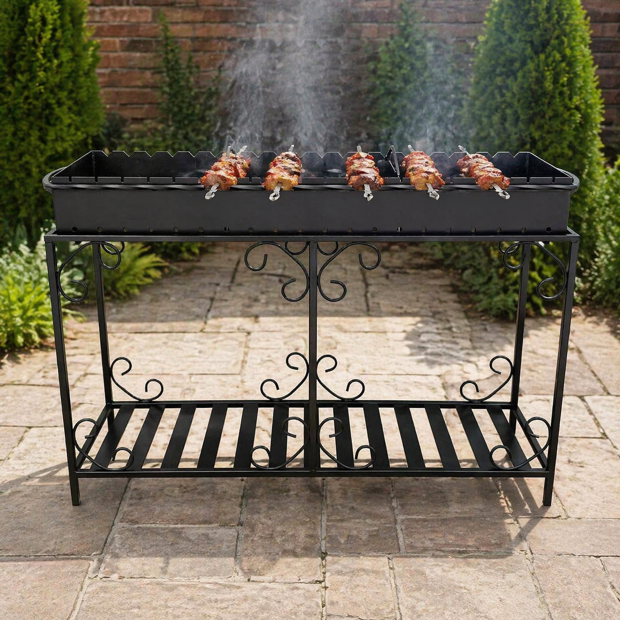 Мангал Jooki Гефест на 20 шампурів 4 мм на дровниці