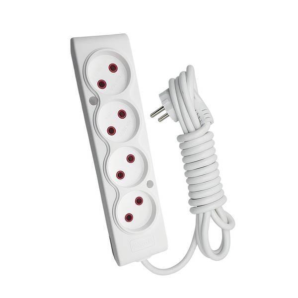 Подовжувач Tecco Wow 4 поста із заземленням 5 м Білий (meg55m)