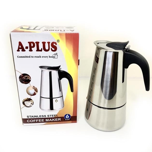 Кавоварка гейзерна A-PLUS 6CUP з нержавіючої сталі 300 мл (2088)
