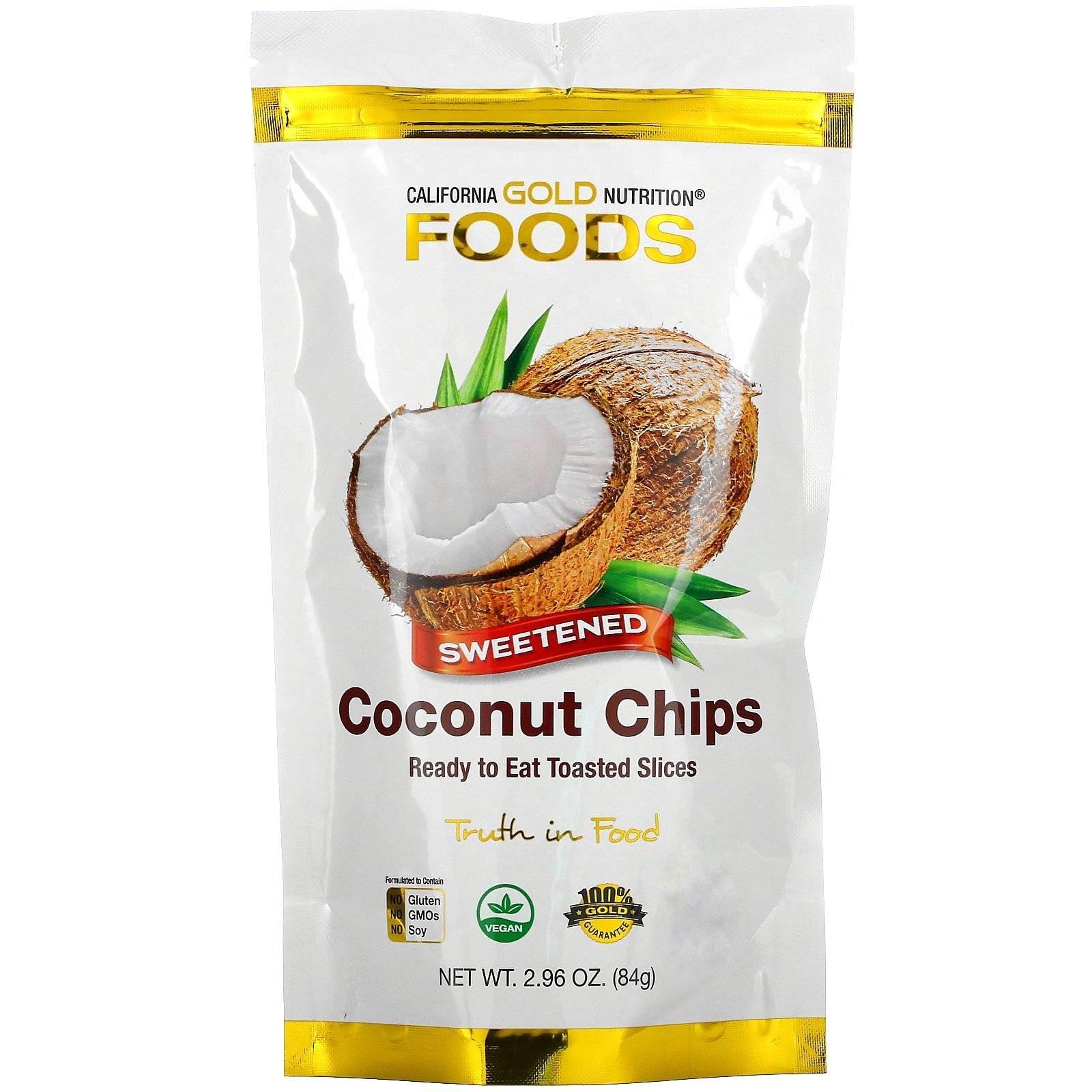 Кокосовые чипсы California Gold Nutrition Coconut Chips Sweetened 84 г