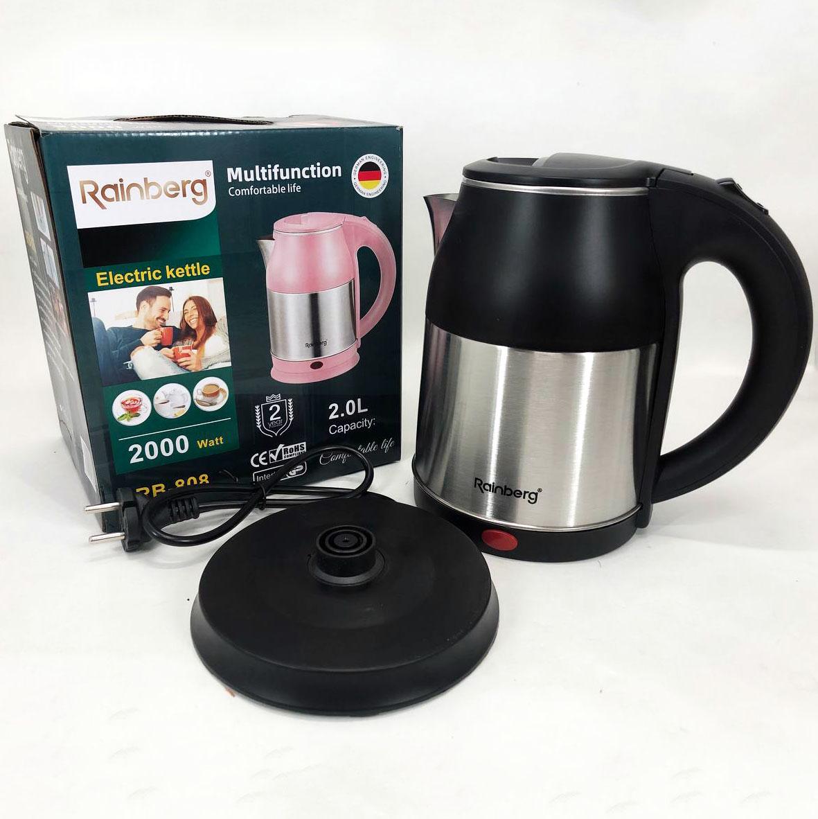 Електрочайник Rainberg RB-808 2 л нержавіюча сталь Чорний (266157) - фото 5 Електрочайник Rainberg RB-808 2 л нержавіюча сталь Чорний (266157) - фото 5